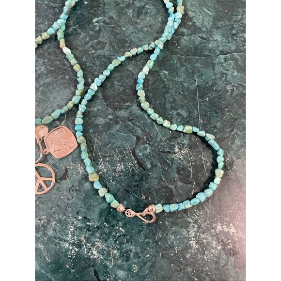 Jay King Turquoise Nugget Necklace with Sterling Silver Charms – Peace & Feather - Picture 4 of 8